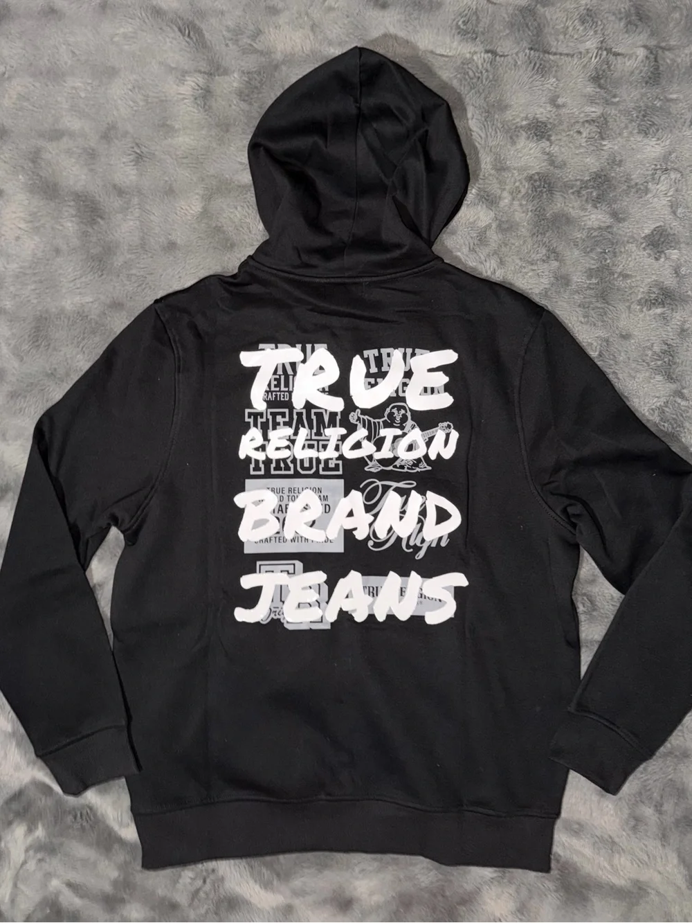 True Religion Black Full-Zip Hoodie Jacket with Logo
